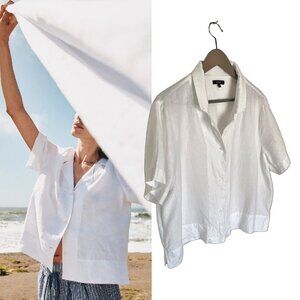 Quince 100% Linen White Short Sleeve Shirt, Size XL